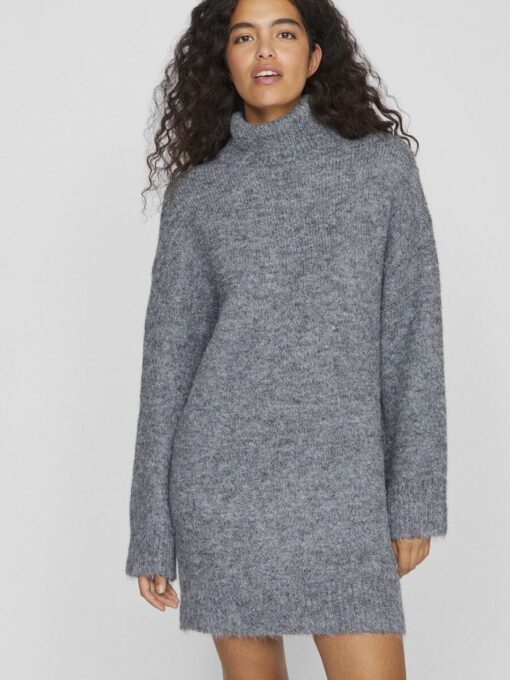 Vila Nynni Knit Dress Medium Grey Melange