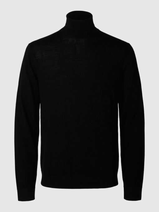Selected Homme Tray Merino Roll Neck Sweater Black