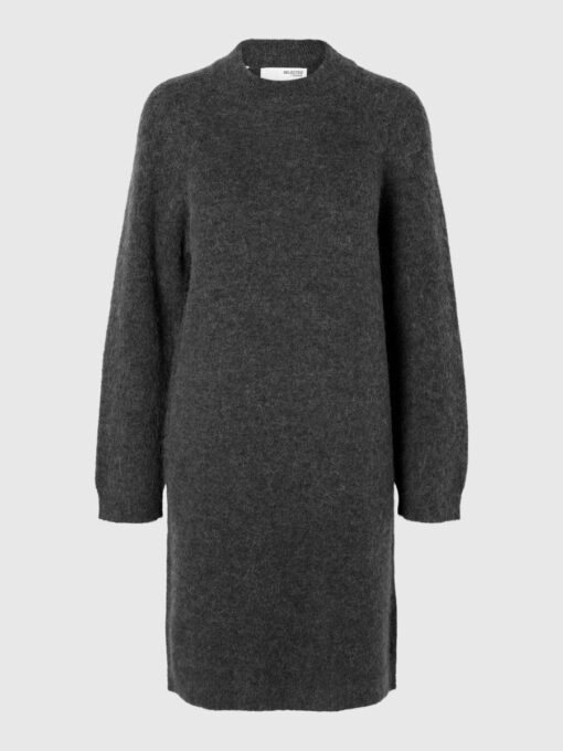 Selected Femme Lulu High Neck Knit Dress Volcanic Ash