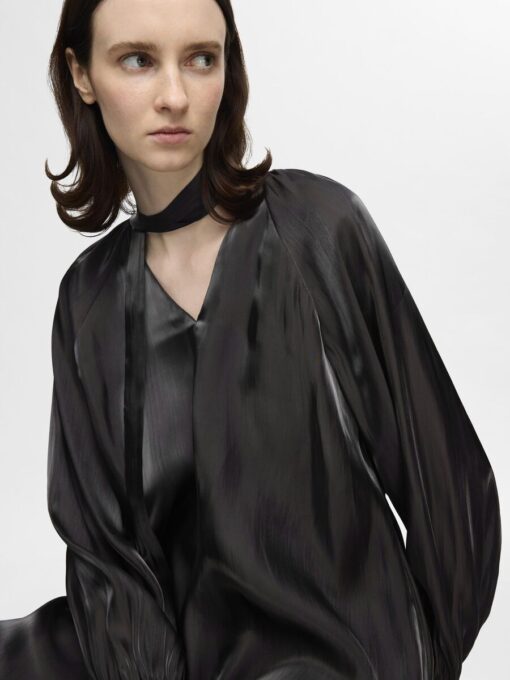 Selected Femme Farina Short V-Neck Dress Black