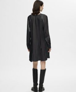 Selected Femme Farina Short V-Neck Dress Black