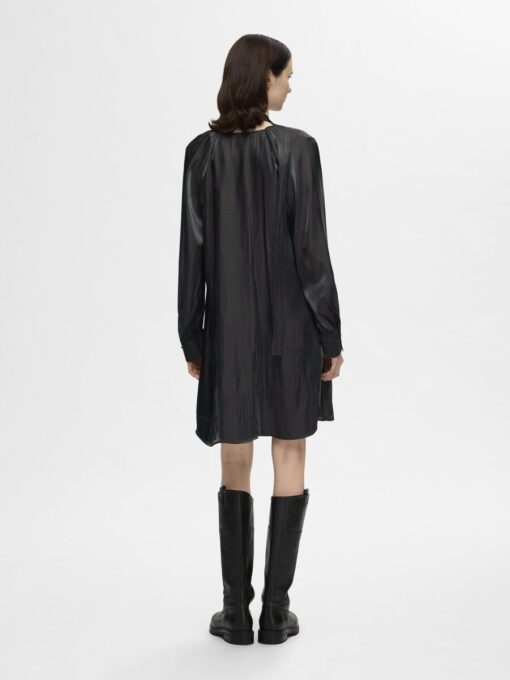 Selected Femme Farina Short V-Neck Dress Black