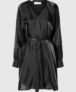 Selected Femme Farina Short V-Neck Dress Black