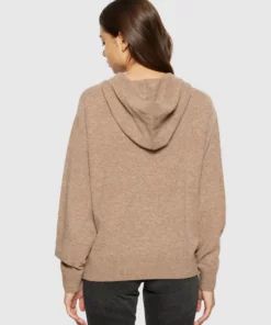 Knowledge Cotton Apparel Lamswool Hood Knit Kelp Melange