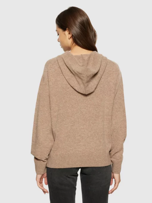 Knowledge Cotton Apparel Lamswool Hood Knit Kelp Melange