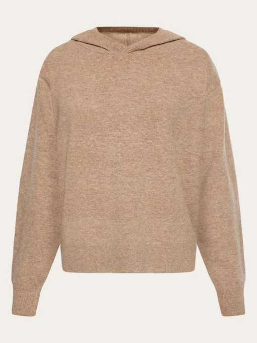 Knowledge Cotton Apparel Lamswool Hood Knit Kelp Melange