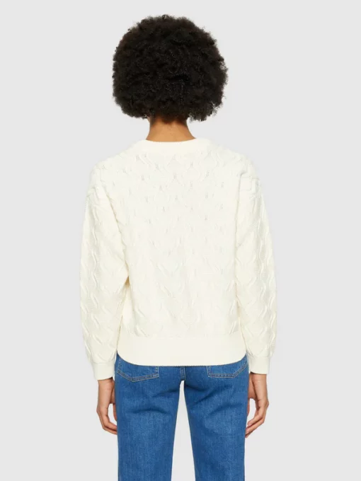 Knowledge Cotton Apparel Cotton Cable Crew Neck Egret