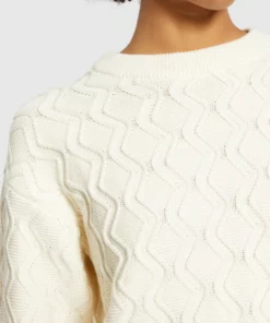 Knowledge Cotton Apparel Cotton Cable Crew Neck Egret