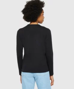 Knowledge Cotton Apparel Basic Pima Cotton Long SLeeve T-shirt Black Jet