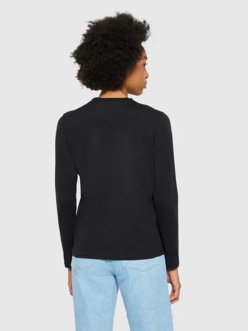 Knowledge Cotton Apparel Basic Pima Cotton Long SLeeve T-shirt Black Jet