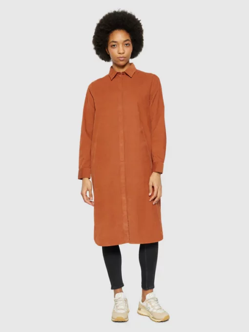 Knowledge Cotton Apparel Corduroy Wales Shirt Dress Mocha Bisque