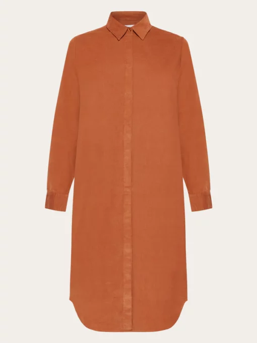 Knowledge Cotton Apparel Corduroy Wales Shirt Dress Mocha Bisque