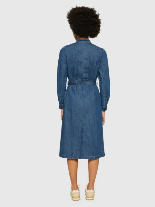 Knowledge Cotton Apparel Denim Shirt Dress Dark Blue Denim