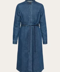 Knowledge Cotton Apparel Denim Shirt Dress Dark Blue Denim