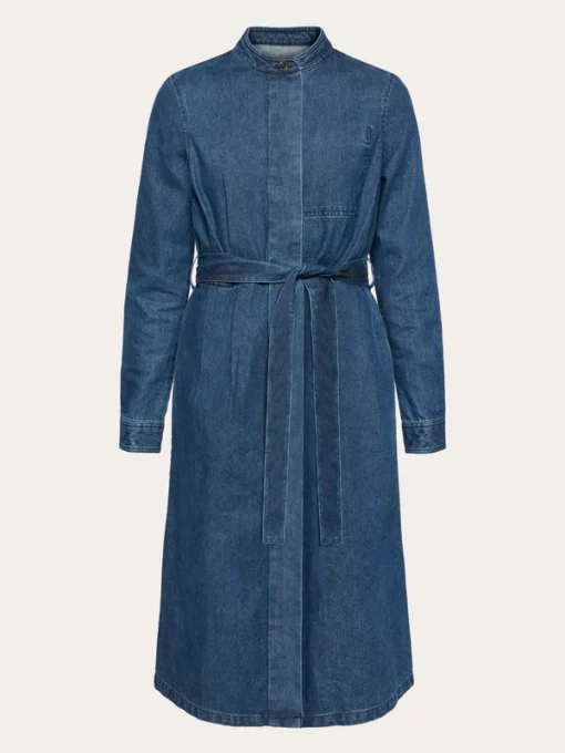Knowledge Cotton Apparel Denim Shirt Dress Dark Blue Denim