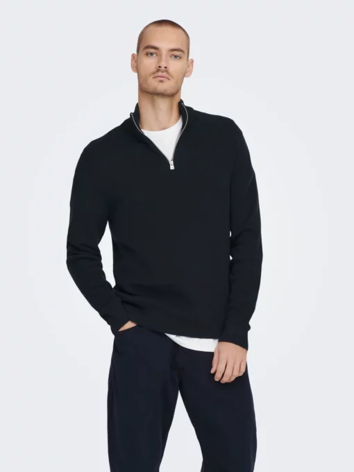 Only & Sons Phil Half Zip Knit Dark Blue