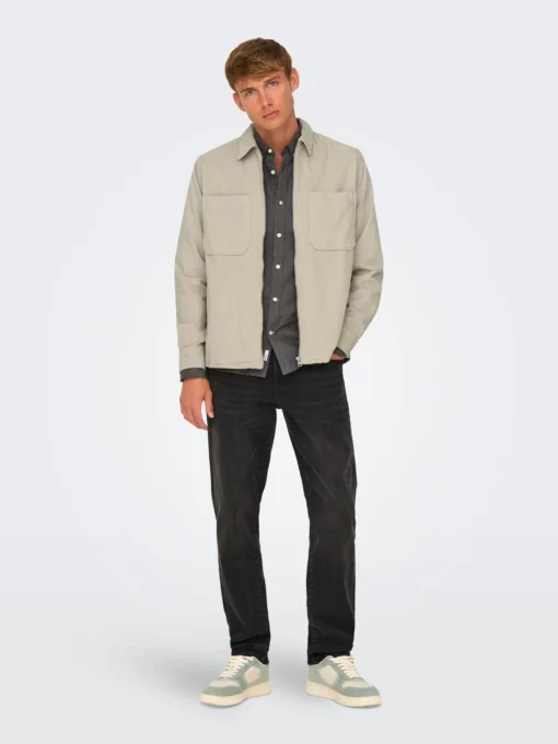 Only & Sons Alp Corduroy Overshirt Silver Lining