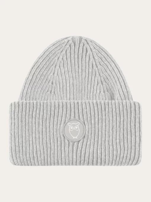 Knowledge Cotton Apparel Big Rib Beanie Grey Melange