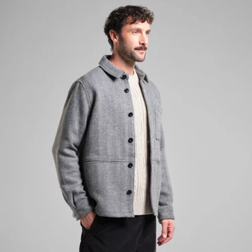 Dedicated Wool Jacket Fagersta Herringbone Black