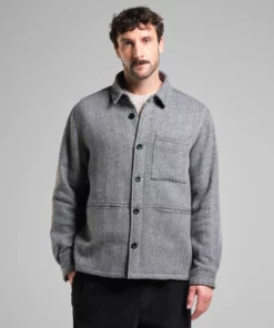 Dedicated Wool Jacket Fagersta Herringbone Black