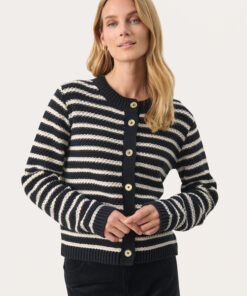 Part Two Leonida Cardigan Whitecap Gray Stripe