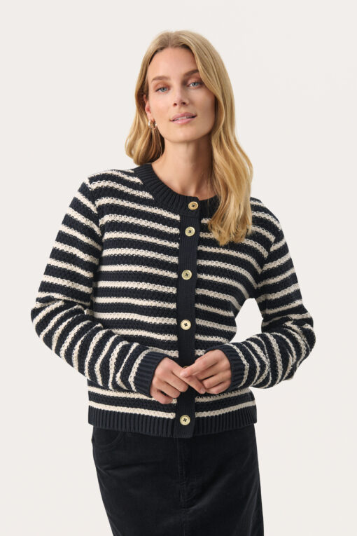 Part Two Leonida Cardigan Whitecap Gray Stripe