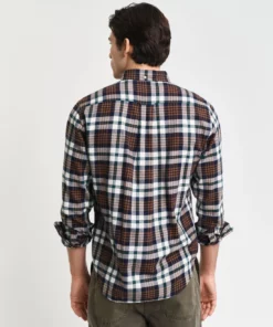 Gant Reg Flannel Plaid Shirt Cacao Brown