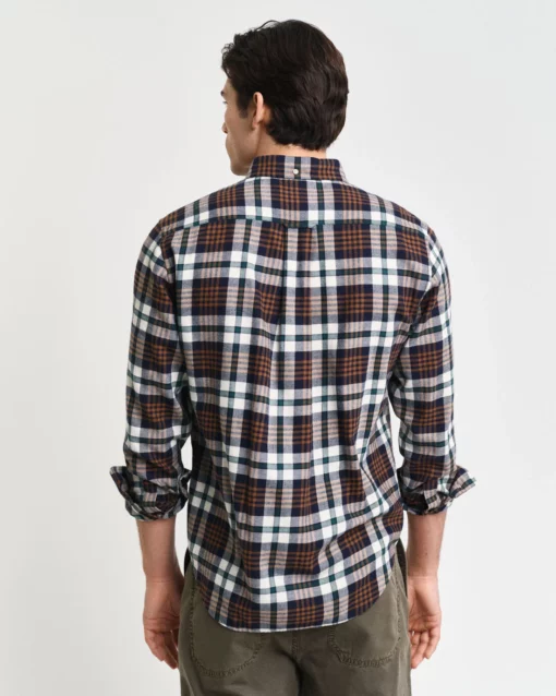 Gant Reg Flannel Plaid Shirt Cacao Brown