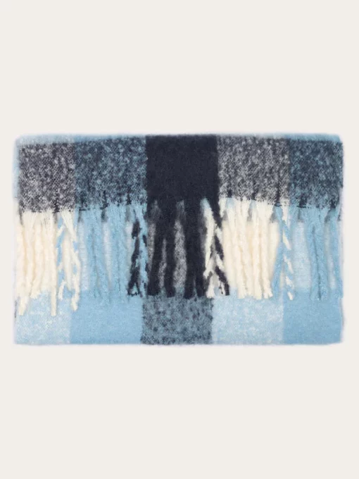 Knowledge Cotton Apparel Checked Scarf Blue Check