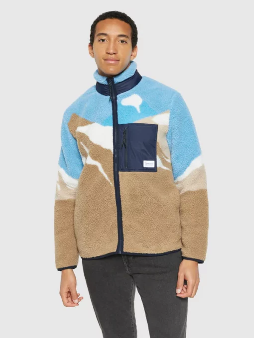 Knowledge Cotton Apparel Loose Mountain Teddy Jacket Blue