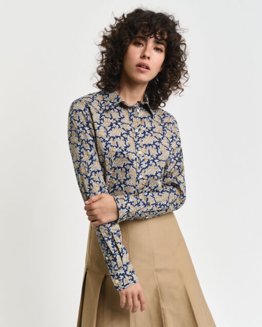 Gant Woman Paisley Voile Shirt Persian Blue