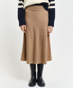 Gant Woman Superfine Lambswool Skirt Caramel Beige