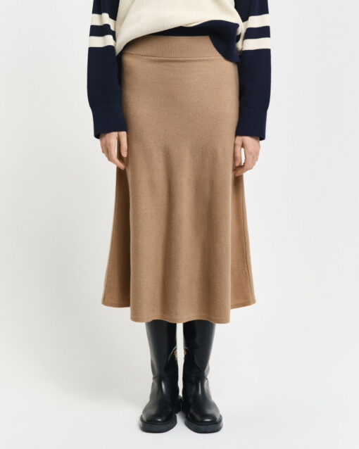 Gant Woman Superfine Lambswool Skirt Caramel Beige