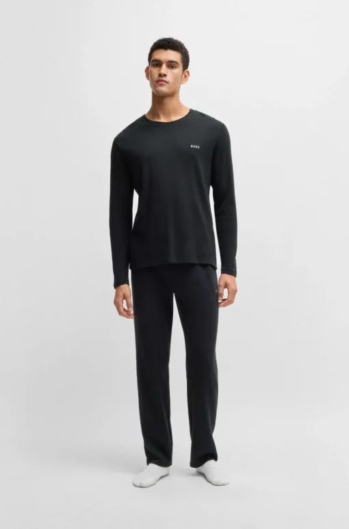 Boss Waffle Pyjama Pants Black