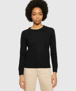 Knowledge Cotton Apparel Lambswool Crew Neck Black Jet
