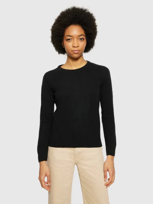Knowledge Cotton Apparel Lambswool Crew Neck Black Jet
