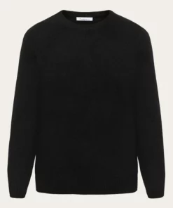 Knowledge Cotton Apparel Lambswool Crew Neck Black Jet