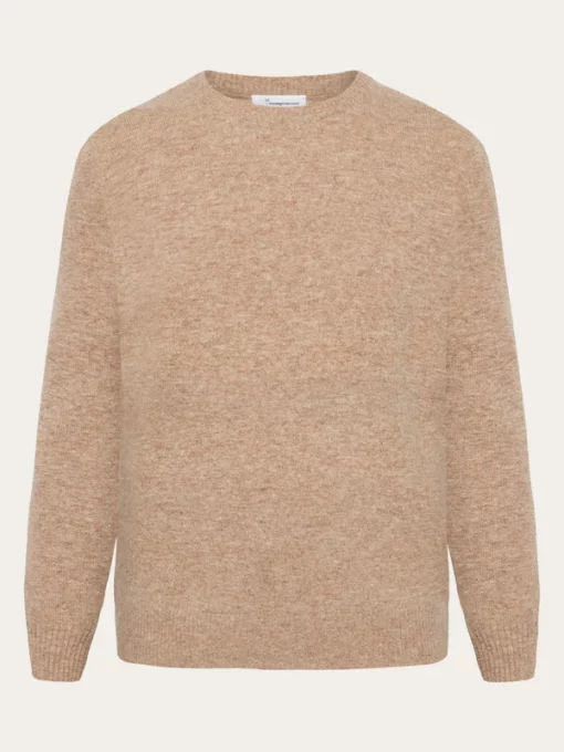 Knowledge Cotton Apparel Lambswool Crew Neck Kelp Melange