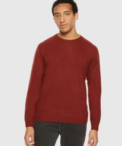 Knowledge Cotton Apparel Lambswool Knit Fired Brick