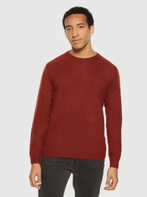 Knowledge Cotton Apparel Lambswool Knit Fired Brick