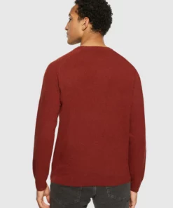 Knowledge Cotton Apparel Lambswool Knit Fired Brick
