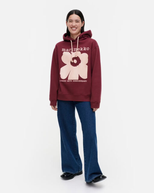Marimekko Kioski Luuppi II Unikko Placement Hoodie Wine Red/Rose