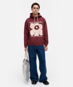 Marimekko Kioski Luuppi II Unikko Placement Hoodie Wine Red/Rose