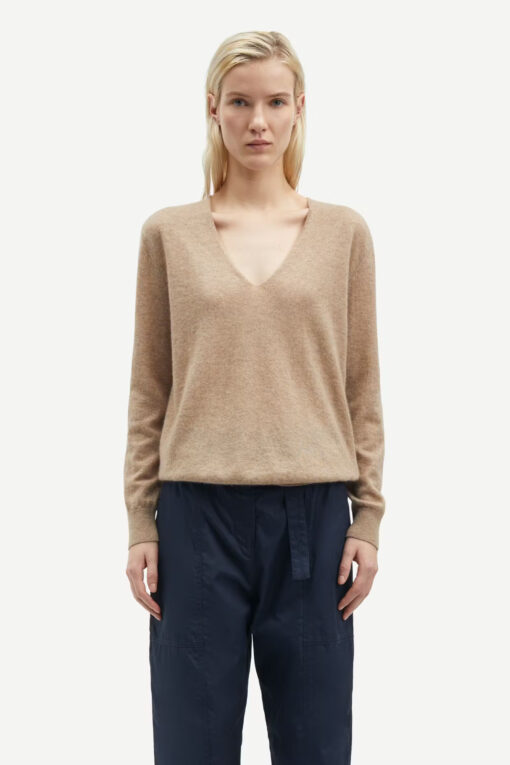 Samsøe Samsøe Salorea V-Neck Sweater Khaki Melange