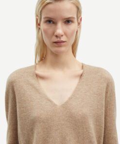 Samsøe Samsøe Salorea V-Neck Sweater Khaki Melange