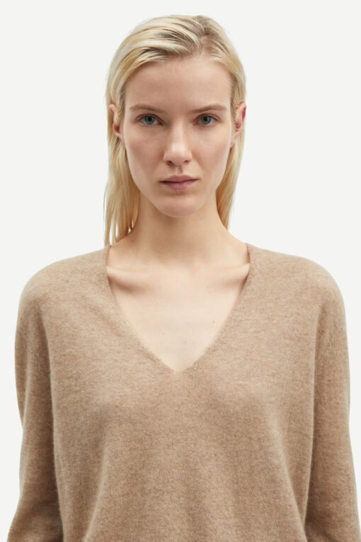Samsøe Samsøe Salorea V-Neck Sweater Khaki Melange