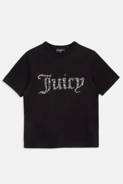 Juicy Couture Diamante Jewel Logo Girlfriend T-shirt Black
