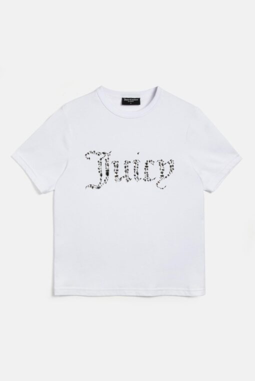 Juicy Couture Diamante Jewel Logo Girlfriend T-shirt White
