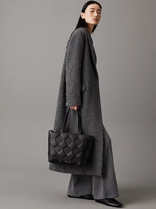 Calvin Klein Diamond Quilt Medium Shopper Black