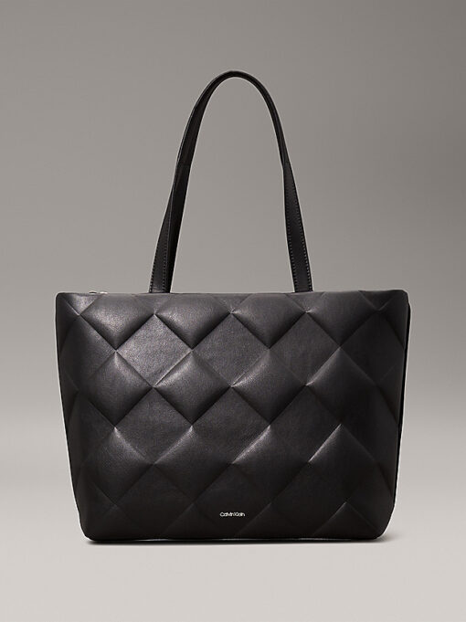 Calvin Klein Diamond Quilt Medium Shopper Black